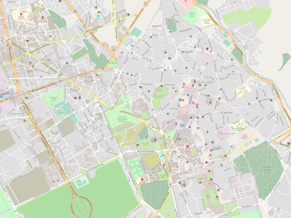 Mapa del centro de Marrakech en el que se destacan los distritos clave y los puntos de interés para las oportunidades de inversión inmobiliaria.