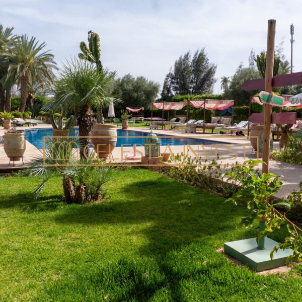 Elegantly and traditionally decorated living space in a guest house in Marrakech.